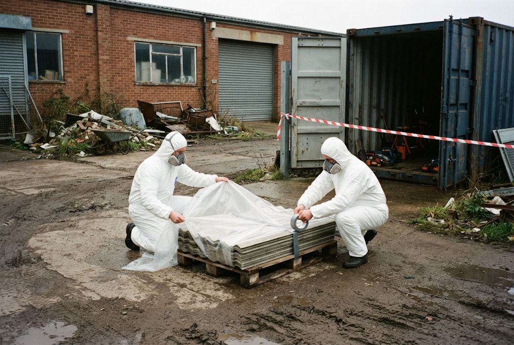 Wrapping asbestos cement sheets in heavy-duty plastic